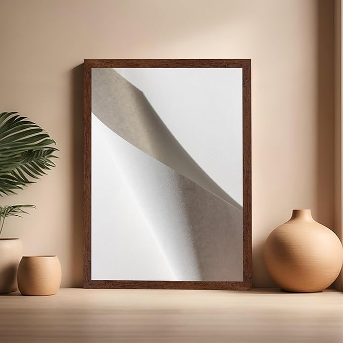 Monem Art Minimalist Folded Paper Abstract Print - Scandinavian Neutral Texture Art Poster - Wall Decor for Living Room, Bedroom or Office - 16x20 Brown Framed Wall Art by Mareike Bohmer