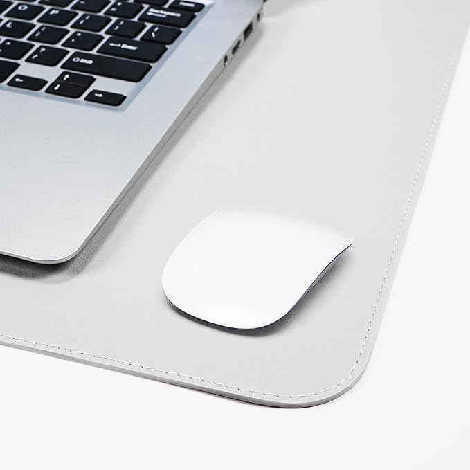 AFIING Cork Desk Mat 47" x 23.6", Dual-Sided Natural Cork & PU Leather Desk Pad, Non-Slip Waterproof Large Mouse Pad for Office, Home & Gaming (White)