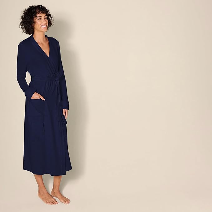 Amazon Essentials Women's Lightweight Waffle Full-Length Bath Robe with Pockets (Available in Plus Size)