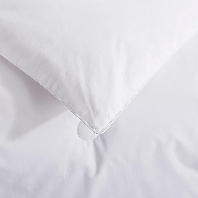 Feather and Loom Button Stitch Down Alternative All Seasons Comforter - Soft and Easy Care Microfiber Cover, Hypoallergenic High Loft Fiber Fill, Machine Washable Color: White Size: Twin