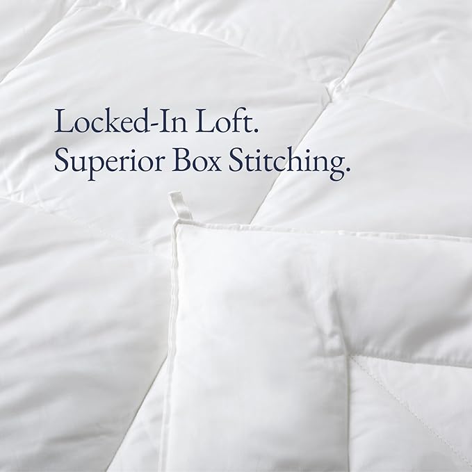 100% Organic Cotton Comforter/Duvet Insert, All-Season, Hypoallergenic, Luxurious Down Alternative, 400 Thread Count, Box-Stitch - King Size, White