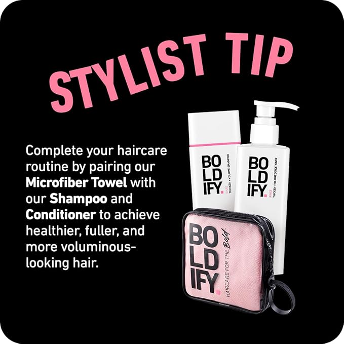 Boldify Quick Dry Microfiber Towel Wrap for Women - for Thin and Curly Hair - Anti Frizz Plopping Towel, Fast Drying Turban - Pink