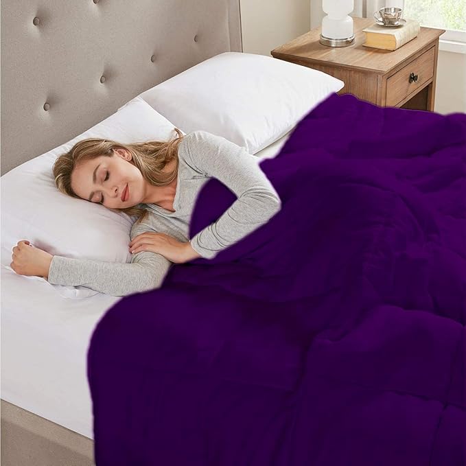 All Season Hypoallergenic Luxurious Down Alternative Cotton Comforter, Ultra-Soft 750 Fill-Power Oversized King Size Measures 116" x 98", Purple