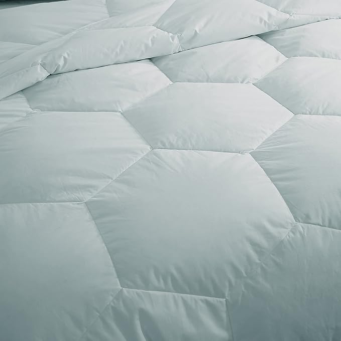 Feather and Loom Honeycomb Stitch Down Alternative All Season Comforter - Soft and Easy Care Microfiber Cover, Hypoallergenic High Loft Fiber Fill, Machine Washable - Color: Dusty Aqua Size: King