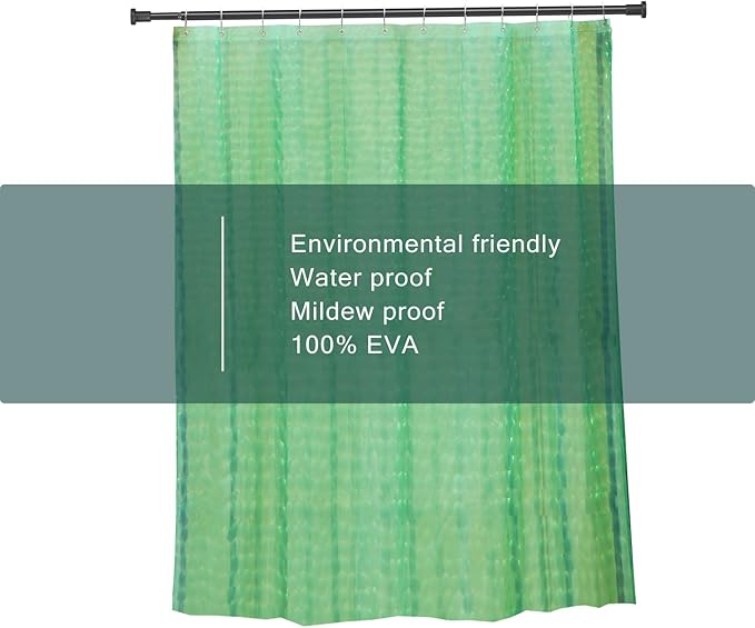 EVA Green Shower Curtain Liner, 3D Water Cube 5G Shower Liners with 12 Rustproof Metal Grommets and Weighted Magnets, Waterproof Duty for Bathroom 72 x 72