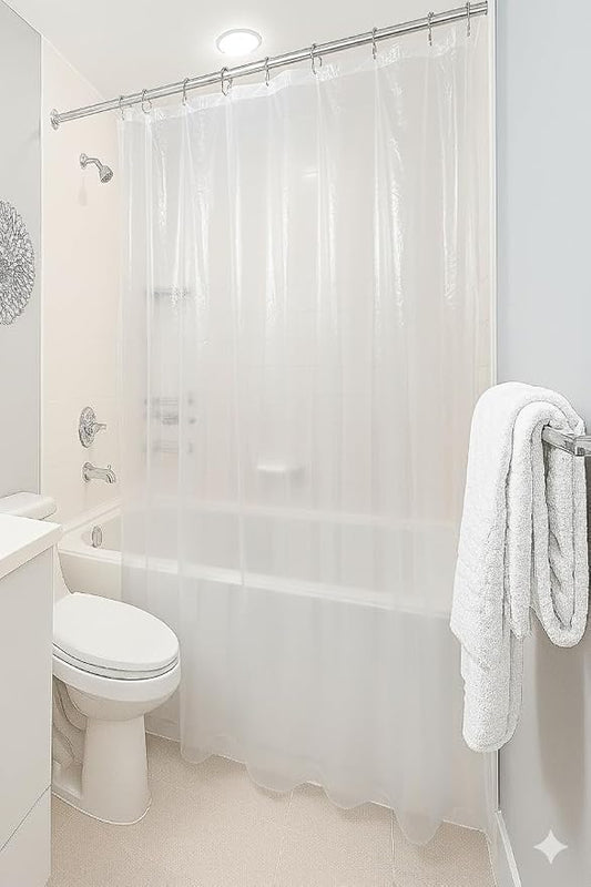 Dependable Industries inc. Essentials Bathroom Magnetized Shower Curtain Liner with Metal Grommets Waterproof (Super Clear)