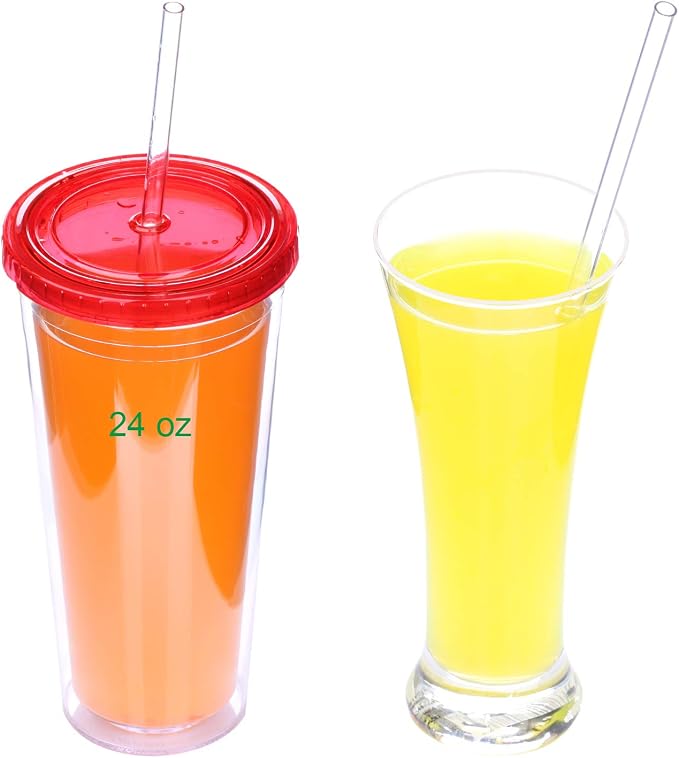 Dakoufish 9 Inch Clear Reusable Thick Plastic Drinking Straws for 16 oz & 20 oz Mason Jar Tumblers,Set of 12 Pcs Straws with Cleaning Brush (9inch, Clear)