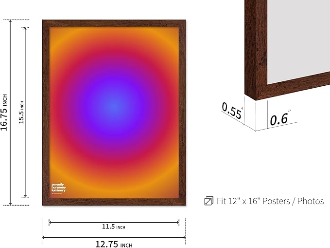 Monem Art Radiant Infinity Circle Gradient Print - Modern Abstract Color Field Poster - Wall Decor for Living Room, Bedroom or Office - 12x16 Brown Framed Wall Art by Rs Lab Studio