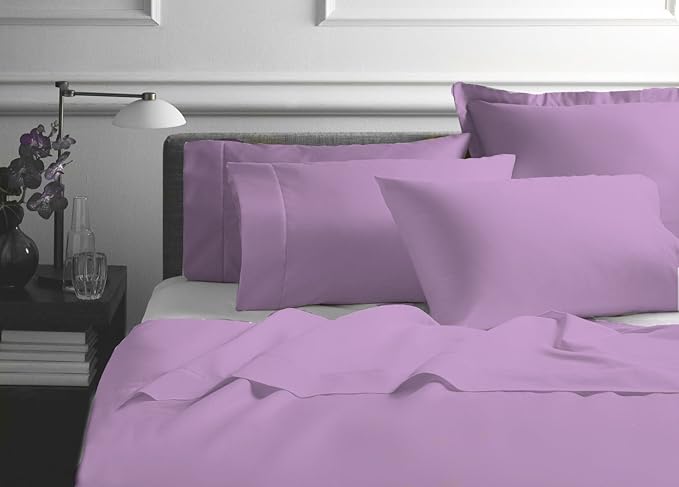 ORGANIC TEXTILES Bed Sheets with Organic Cotton, Solid, Twin, 350 Thread Count, 1 Fitted Sheet, 1 Flat Sheet, 1 Pillowcase