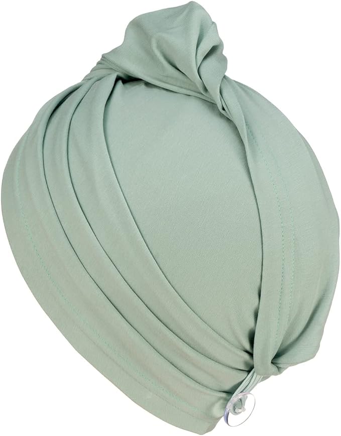 2 Pack T-Shirt Hair Plopping Towel for All Textures - Cotton Blend Water Absorption Turban with Secure Button - Moisture Gentle Styling and Setting Wrap - Sage & Pink