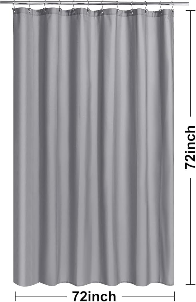 N&Y HOME Fabric Shower Curtain or Liner with Magnets - Grey Shower Curtain for Bathroom with Hotel Quality, Machine Washable, Water Repellent - Gray, 72x72