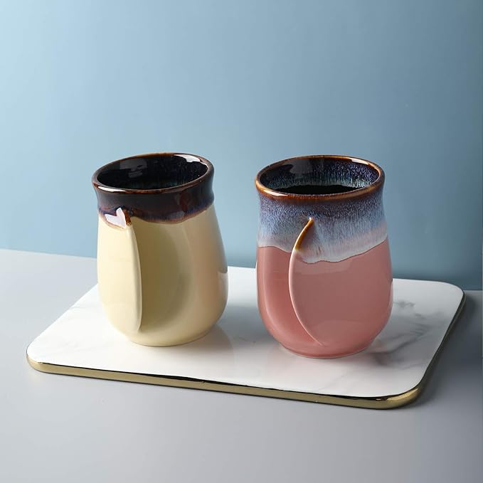 Selamica Porcelain 18oz Novelty Right-handed Handwarmer Mug, Coffee Mug, Tea Mug for family friends and couple - Mint