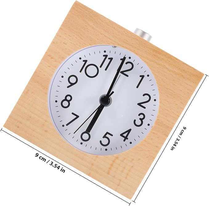 Luxshiny Wood Tabletop Alarm Clock Square Natural Wood Desktop Clock with Digital Display for Office and Household Use