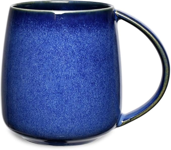 Bosmarlin Ceramic Coffee Mug, Blue Tea Cup for Office and Home, 13 oz, Dishwasher and Microwave Safe, 1 Pack (RoyalBlue(Glossy))