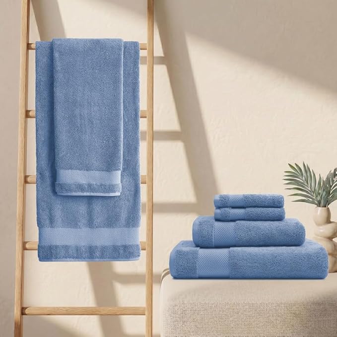 BIOWEAVES 100% Organic Cotton 700 GSM Plush Washcloths 13" x 13" GOTS Certified - Cerulean Blue, Pack of 12