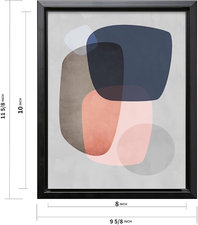 Monem Art Pastel Abstract Organic Shapes Print - Scandinavian Minimalist Art Poster - Wall Decor for Living Room, Bedroom or Office - 8x10 Black Framed CANVAS Wall Art by Mareike Bohmer