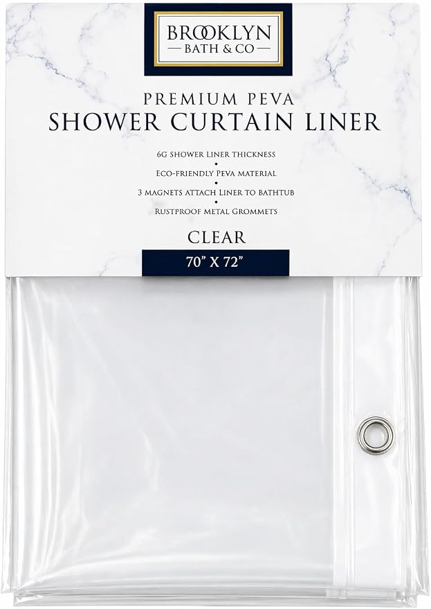 Home Expressions 6 Gauge PEVA Liner Magnetic Shower Curtain Liner 70"x72" (Clear)