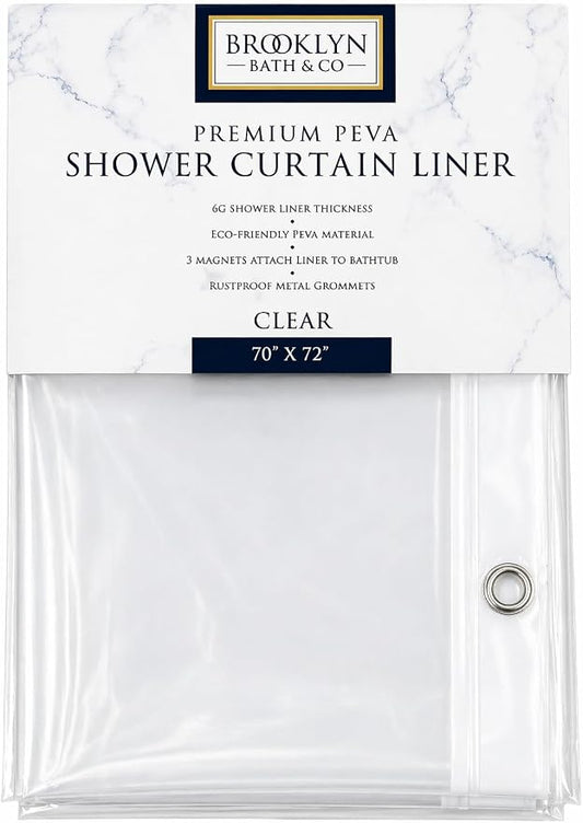 Home Expressions 6 Gauge PEVA Liner Magnetic Shower Curtain Liner 70"x72" (Clear)