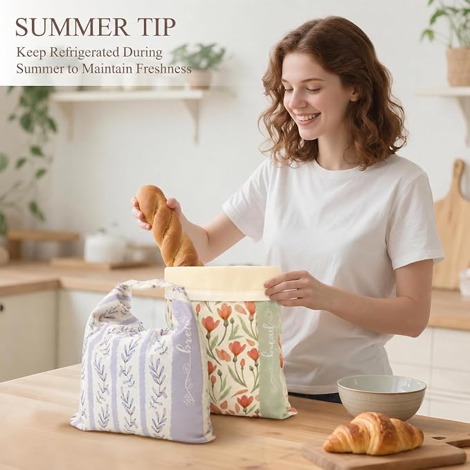 Beeswax Sourdough Bread Bags for Homemade Bread, 2 Packs XL Reusable Organic Beeswax Linen Cotton Sourdough Bag, Keep Loaves Fresh Longer, Homesteading Essentials