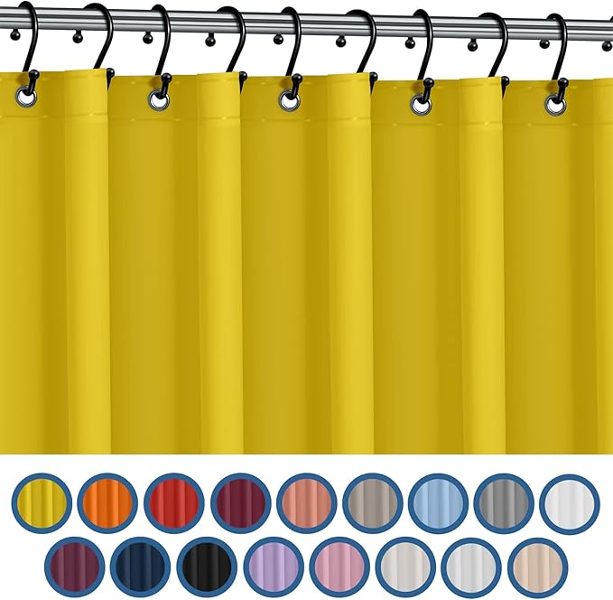 No Smell Shower Curtain Liner 72x72 Yellow - PEVA Plastic Shower Curtain for Bathroom, PVC-Free Waterproof Yellow Shower Liner with Metal Grommets and Magnet-Weighted Bottom Hem - Washable Liner
