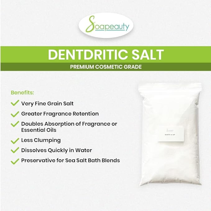 Soapeauty Dendritic Salt | Premium Fine Grain Bath and Body Salt for Scrubs, Exfoliants, and Milk Baths | High Absorption for Fragrance Oils and Essential Oils | 3 lb