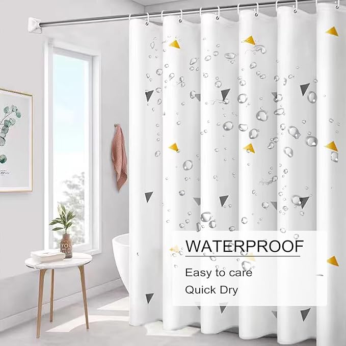 TIKABC Shower Curtain Liner, 4G PEVA Shower Liner, Plastic Waterproof Shower Curtains, 72x72 inch with Grommet Holes 3 Magnetic Weights