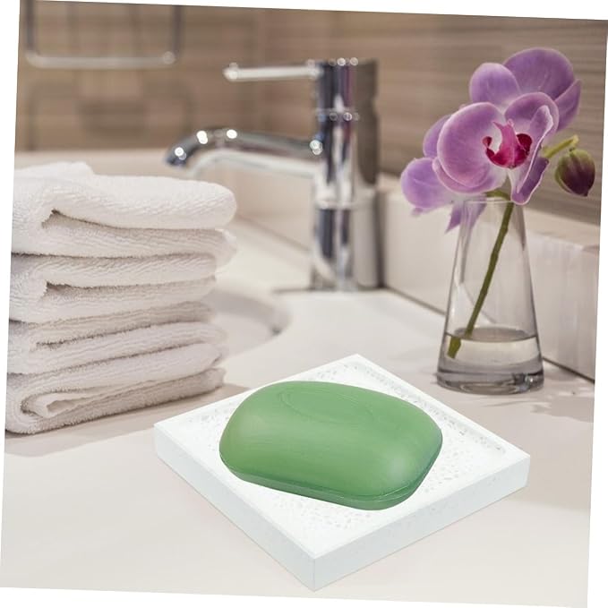 Water Absorbent Diatomite Soap Holder Anti-Slip Bath Soap Dish Flat Bottom Shower and Sink Bathroom