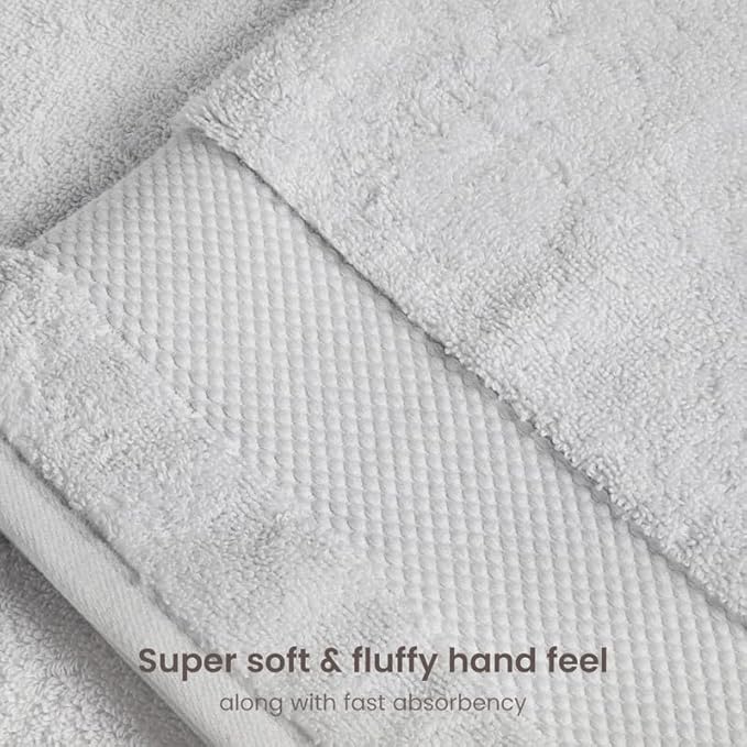 BIOWEAVES 100% Organic Cotton 700 GSM Luxury Bath Towels for Bathroom 30" x 58" GOTS Certified - Silver, Pack of 2