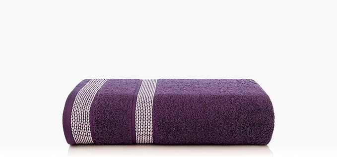 CASA COPENHAGEN Solitaire 6Pcs 100% Egyptian Cotton Large Designer Towels Gift Set- Black - Purple, 2Bath 2Hand 2Washcloths, Bath Towels for Bathroom (Box Pack, Gift Set for Women & Men)