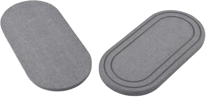 2PCS Diatomite Earth Sink Tray, Fast Drying Soap Dish with Striped Drainage Pad, Silicone Footed Kitchen Faucet Mat, Absorbent Stone Coaster(B)