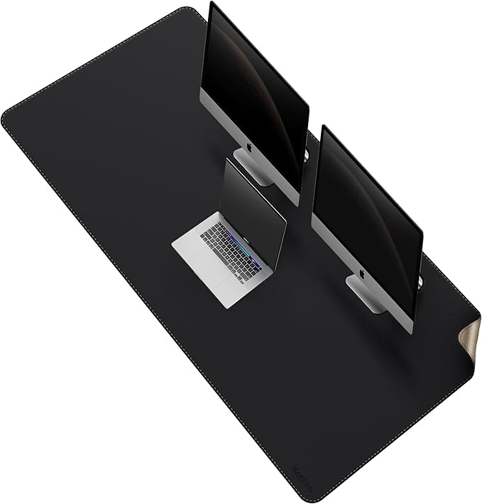 MAIDERN Leather Desk Mat, XXL 70.8” x 31.5” Reversible Office Desk Pad Mat, Cork & Leather Large Mouse pad for Desk, Waterproof Computer Desk Mat for Gaming Home Office (Black)