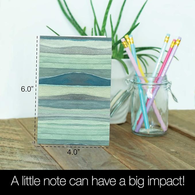 Tree-Free Greetings - All Occasion Cards - Artful Designs - 12 Greeting Cards + White Envelopes - Made in USA - 100% Recycled Paper - 4 x 6 - Watercolor Waves (FS66479)