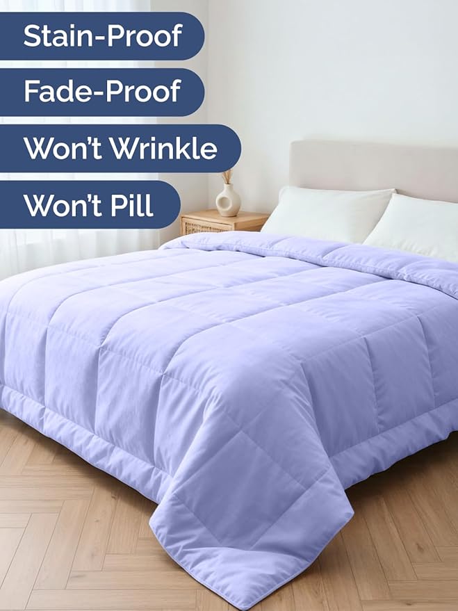 Full Size, Lavender Alternative Down Comforter - Warm, Lightweight & Breathable Hotel Quality Bedding Set for Men, Women, Kids & Teens - All Season Oversized Cooling Microfiber Duvet Insert Comforter