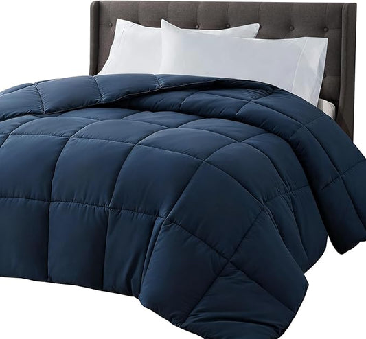 COHOME Twin/Twin XL Size Comforter, All-Season Quilted Down Alternative Duvet Insert, Luxury Hotel GentleSoft Comforter with Anti-Clump Tech & 8 Tabs - Reversible - Navy Blue 64x88 inches