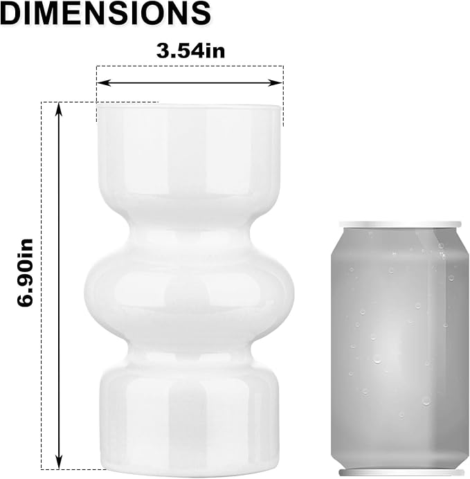 VanEnjoy White Glass Hydroponic Vase, Colored Glass vase Flower, Three-Layer 7 inch Cylinder vase for Home Décor, Modern Glass Vase for Home, Office, Wedding
