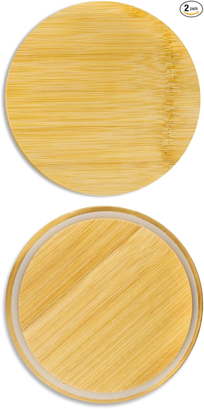 Replacement Wooden Lids for Pyrex, Anchor Hocking Glass Containers, 7201-PC*2, Bamboo Lids for Pyrex 4Cup Glass Bowls, Bowl Covers with Leakproof Silicone Gasket 2 Pack