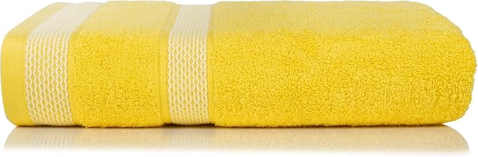 CASA COPENHAGEN Solitaire 6Pcs 100% Egyptian Cotton Large Designer Towels Gift Set- Light Yellow, 600GSM, 2Bath 2Hand 2Washcloths, Bath Towels for Bathroom Set for Women & Men