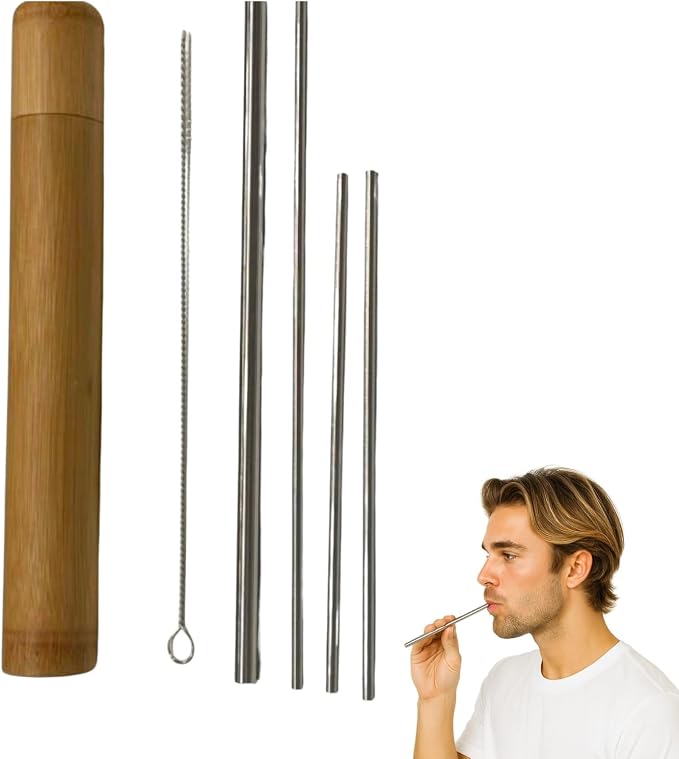 Singing Straws for Vocal Training Kit, Vocal Straw Set - 4 Voice Straws (2×5″×3 mm, 1×7″×3 mm, 1×7″×6 mm) with Cleaning Brush & Bamboo Carry Tube – Portable Vocal Trainer for Singing