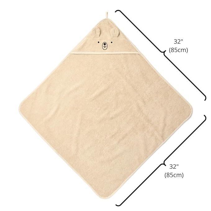 Hooded Baby Towels – 100% Organic Cotton Baby Bath Towels – Baby Boy Newborn Essentials - Super-Soft and Absorbent. (2-Pack Bear Fog and Bear Baby Blue)