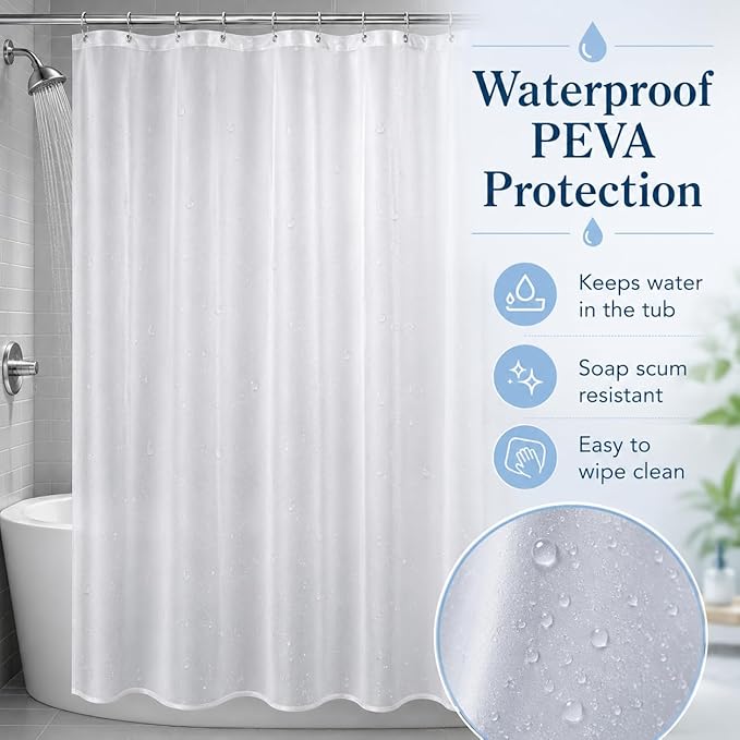 TreeLen Hotel Collection Shower Curtain Liner,Eco-Friendly PEVA Plastic 10Gauge 72" x 72" Shower Curtain Liner with Magnets, Weighted,Waterproof