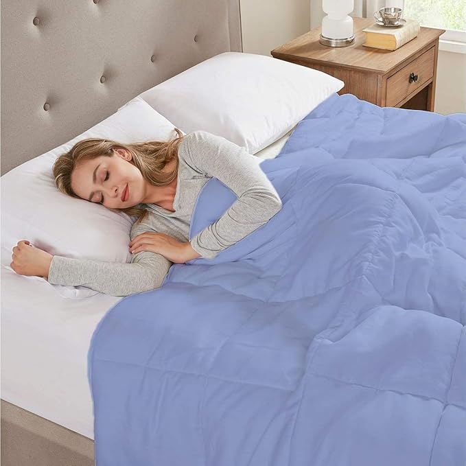 All Season Hypoallergenic Luxurious Down Alternative Cotton Comforter, Ultra-Soft 750 Fill-Power Oversized Queen Size Measures 98" x 98", Ligth Blue