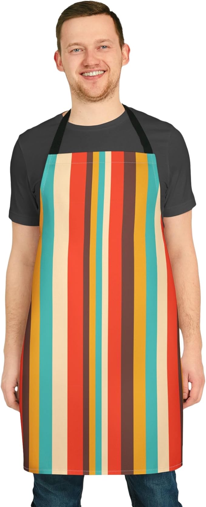 Retro Vertical Stripes Apron | Colorful Kitchen Stripe Apron