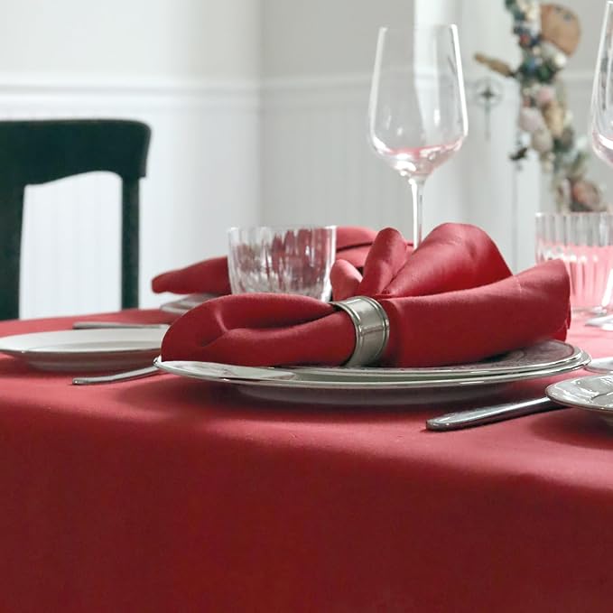 Huddleson True Red Linen Napkin 20x20 (Set of Four) Luxury Italian Linen Napkin Sewn in US