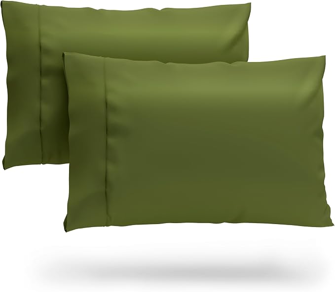 Cosy House Collection 100% Rayon Derived from Bamboo Pillowcase Set | Cooling, Breathable, Silky Soft 2-Piece Envelope Closure Pillow Cover Set (Standard/Queen, Sage Green)
