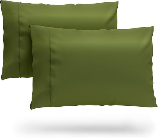 Cosy House Collection 100% Rayon Derived from Bamboo Pillowcase Set | Cooling, Breathable, Silky Soft 2-Piece Envelope Closure Pillow Cover Set (Standard/Queen, Sage Green)