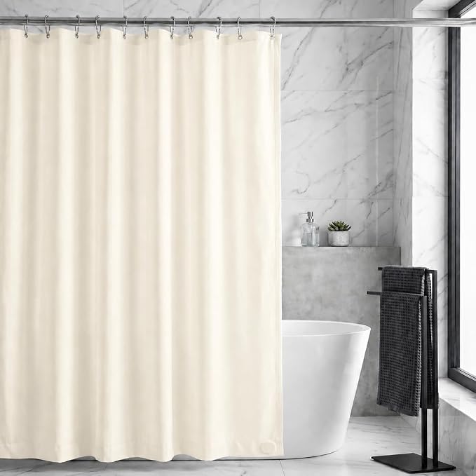 Waterproof Fabric Shower Curtain Liner, TPU Coated, PEVA-Free & Odorless, Hotel Quality, 3 Magnets, Rust-Proof Metal Grommets, Machine Washable, Cream, 72x72 Inch