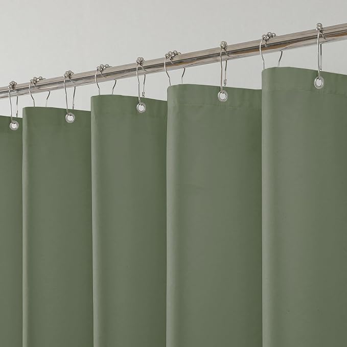 1 Pack Water-Repellent Fabric Shower Curtain Liner - Hotel Quality Machine Washable, 3 Heavy-Duty Magnets with Rustproof Grommets & Weighted Hem, Standard Size 72x72in SageGreen