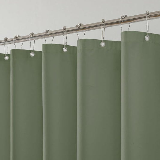 1 Pack Water-Repellent Fabric Shower Curtain Liner - Hotel Quality Machine Washable, 3 Heavy-Duty Magnets with Rustproof Grommets & Weighted Hem, Standard Size 72x72in SageGreen