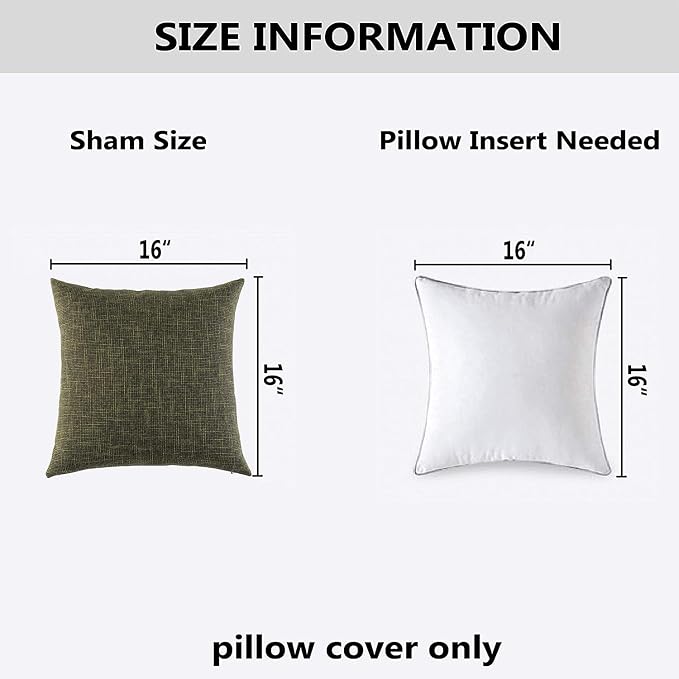 Kevin Textile Burlap Decoration Supersoft Linen Cushion Covers Square Throw Pillows Cover for Couch, Set of 2, 40x40 cm, Peridot Green