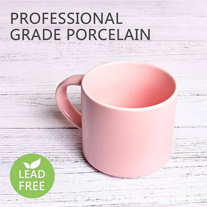 Bosmarlin Matte Ceramic Coffee Mug for Office and Home, 13 oz, Dishwasher and Microwave Safe (Pink, 1)